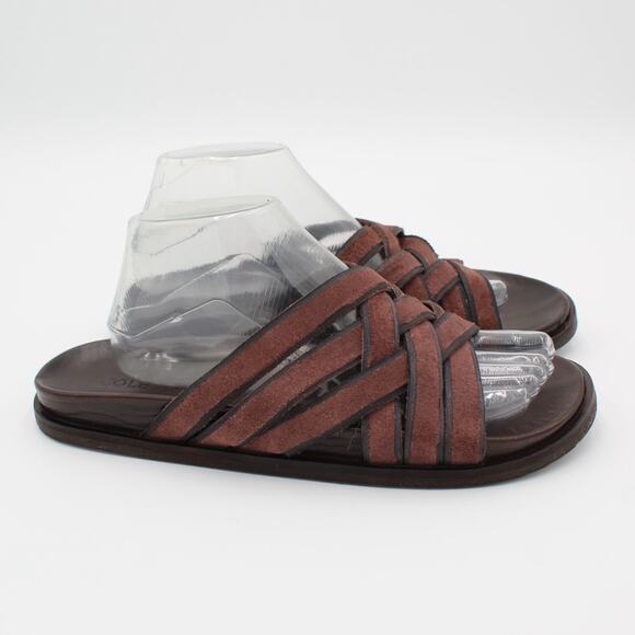 Cole Haan Sandals Mens 8 Brown Suede Leather Slide Slip On Comfort Shoe Resort - Picture 1 of 7